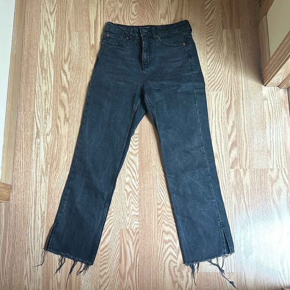 Topshop straight leg jeans gray dark denim